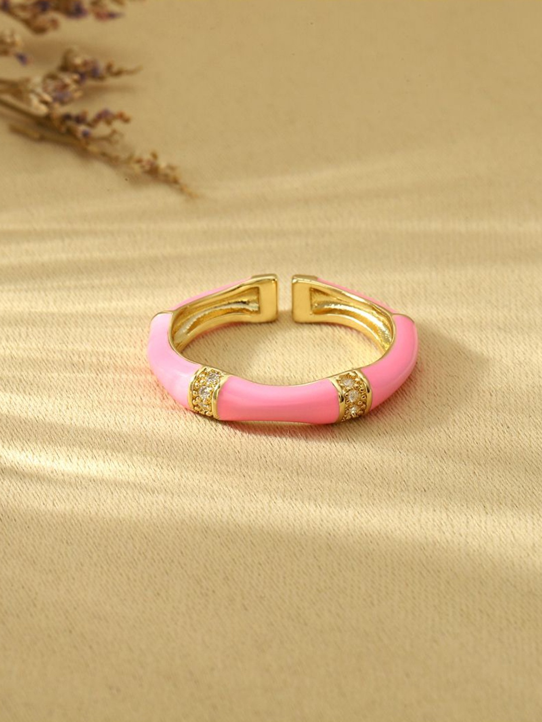 

SALTY Stone-Studded Adjustable Finger Ring, Pink