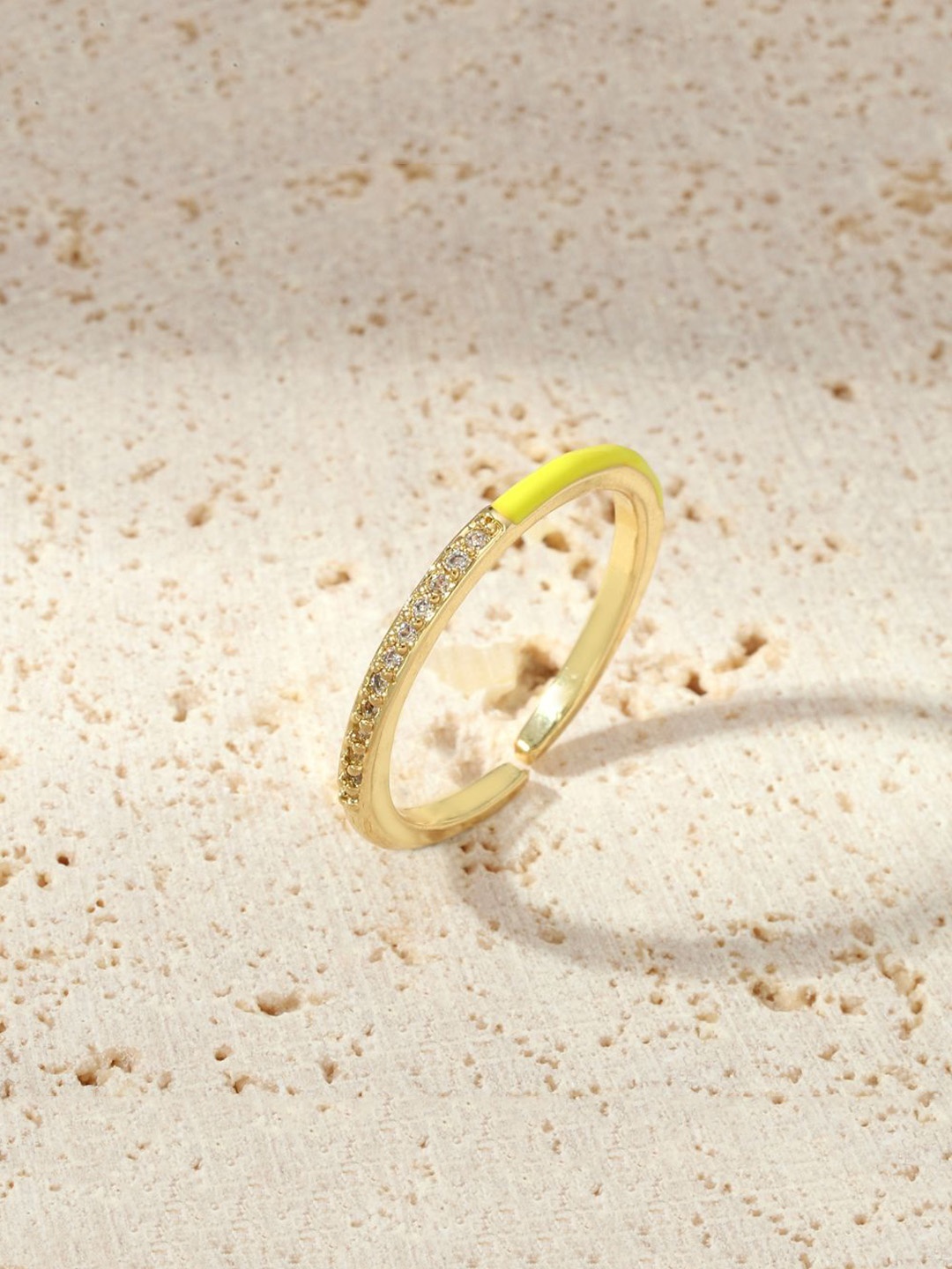 

SALTY Stone-Studded Adjustable Finger Ring, Gold