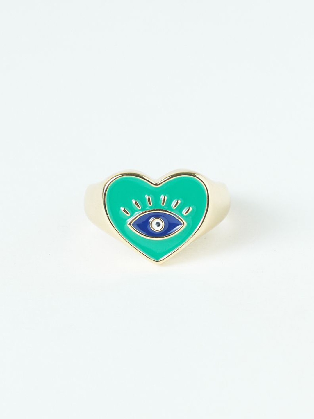 

SALTY Enamelled Bella Evil Eye Love Finger Ring, Gold