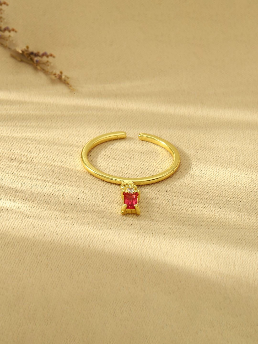

SALTY Stones Studded Tassel Ring, Gold