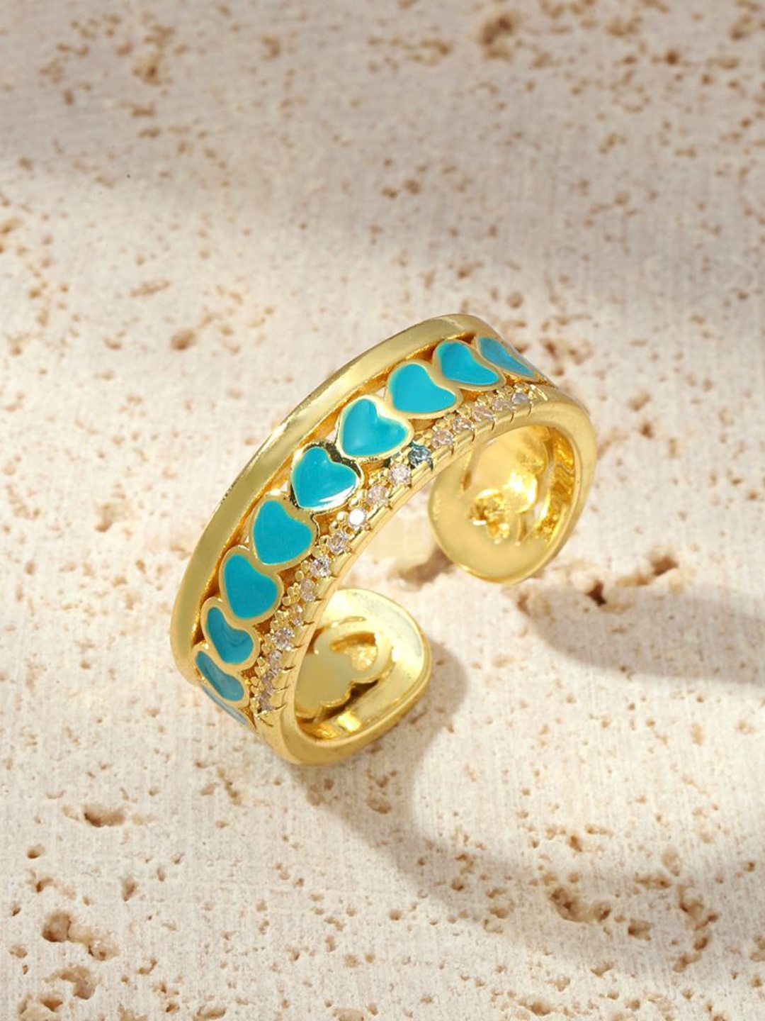 

SALTY Stones Studded Tint Tango Adjustable Finger Ring, Gold