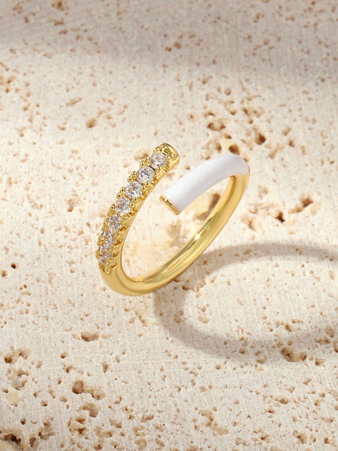 

SALTY Stones Studded Dainty Delight Ring, Gold