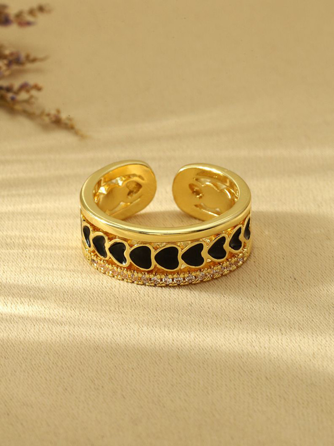 

SALTY Tint Tango Stone-Studded Details Adjustable Finger Ring, Gold