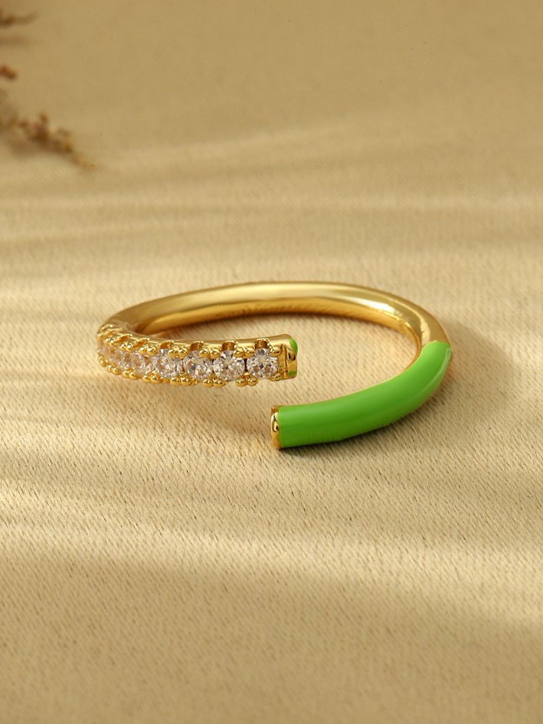 

SALTY Stones Studded Darling Adjustable Finger Ring, Gold