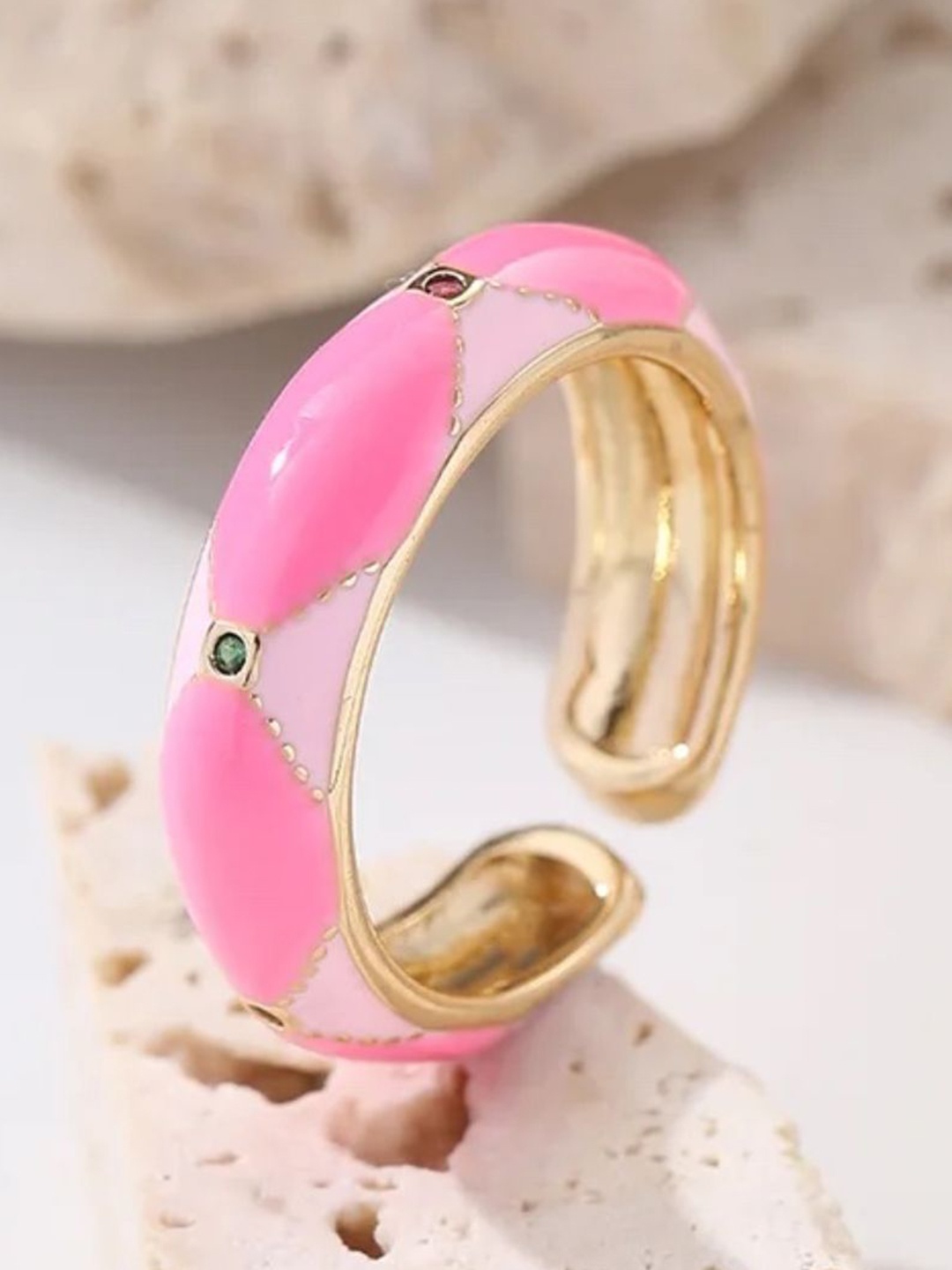 

SALTY Stones Studded Strawberry Sorbet Ring, Gold