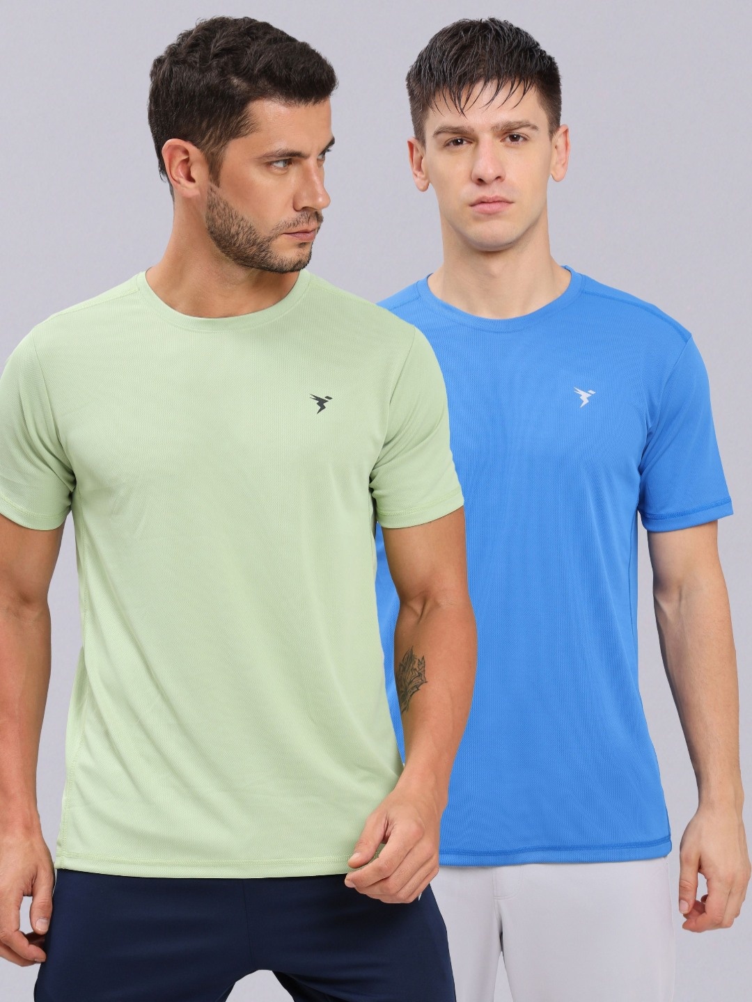 

Technosport Men Pack Of 2 Anti Odour Solid Slim Fit T-shirt, Green