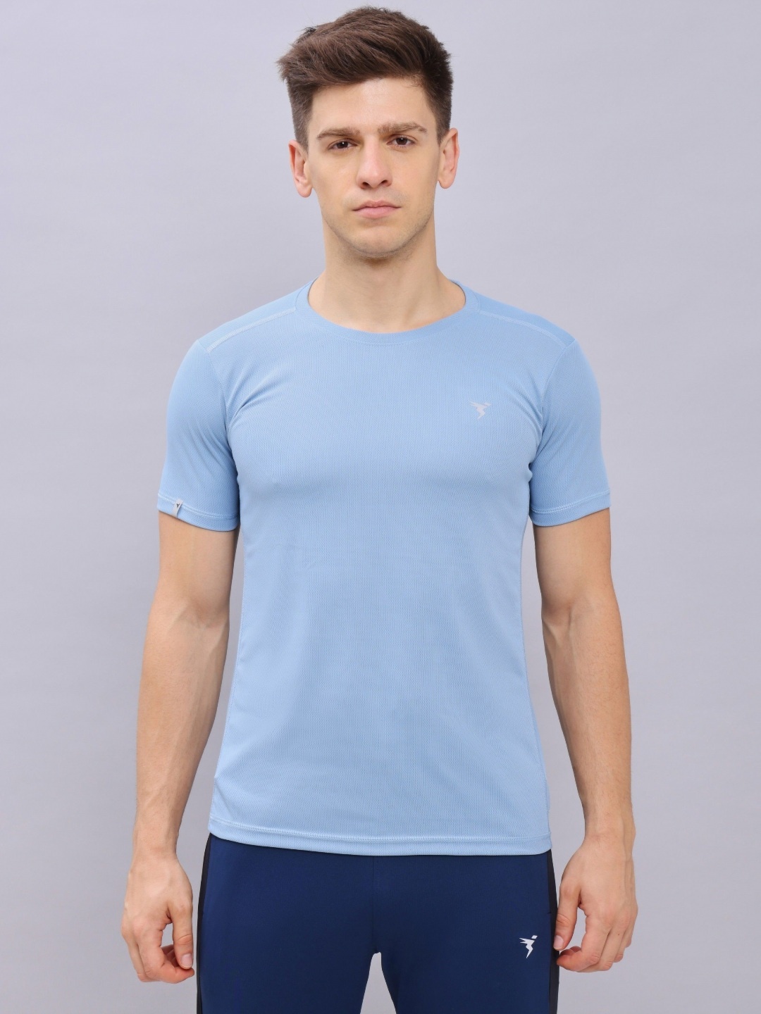 

Technosport Men Pack Of 2 Anti Odour Solid Slim Fit T-shirt, Blue