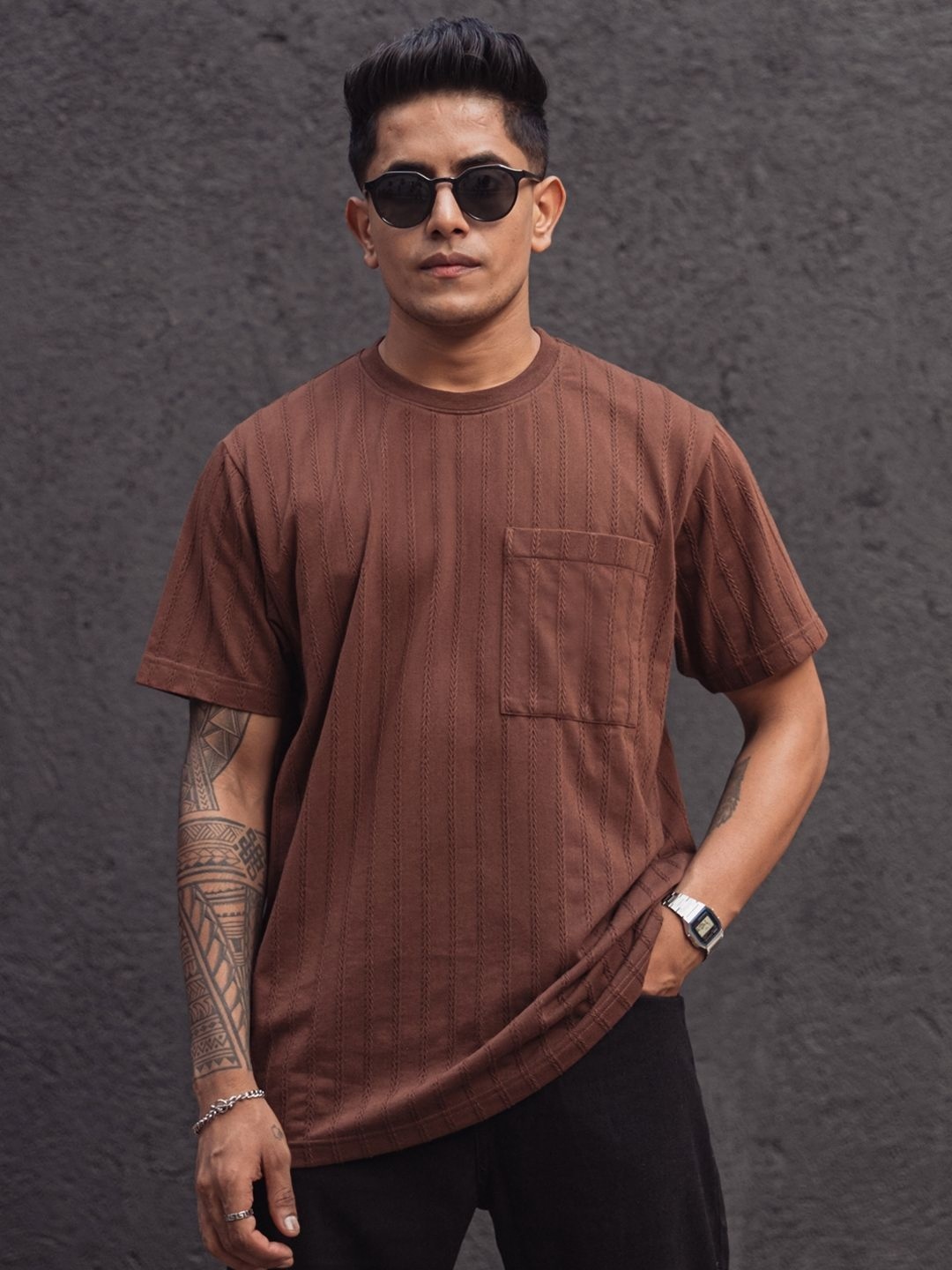 

Powerlook Men Pockets T-shirt, Brown