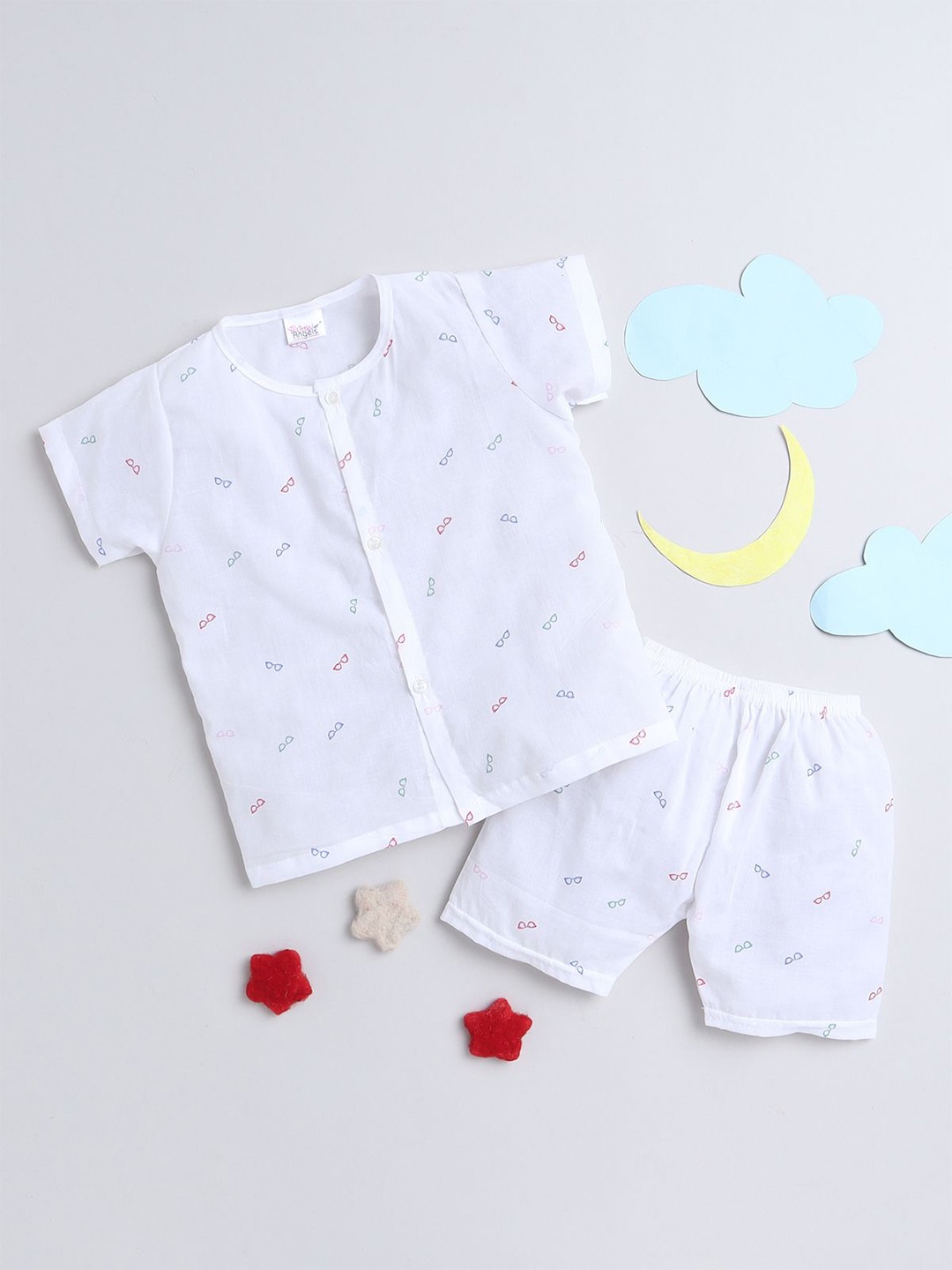 

Little Angels Unisex Kids Printed Shirt with Shorts, White
