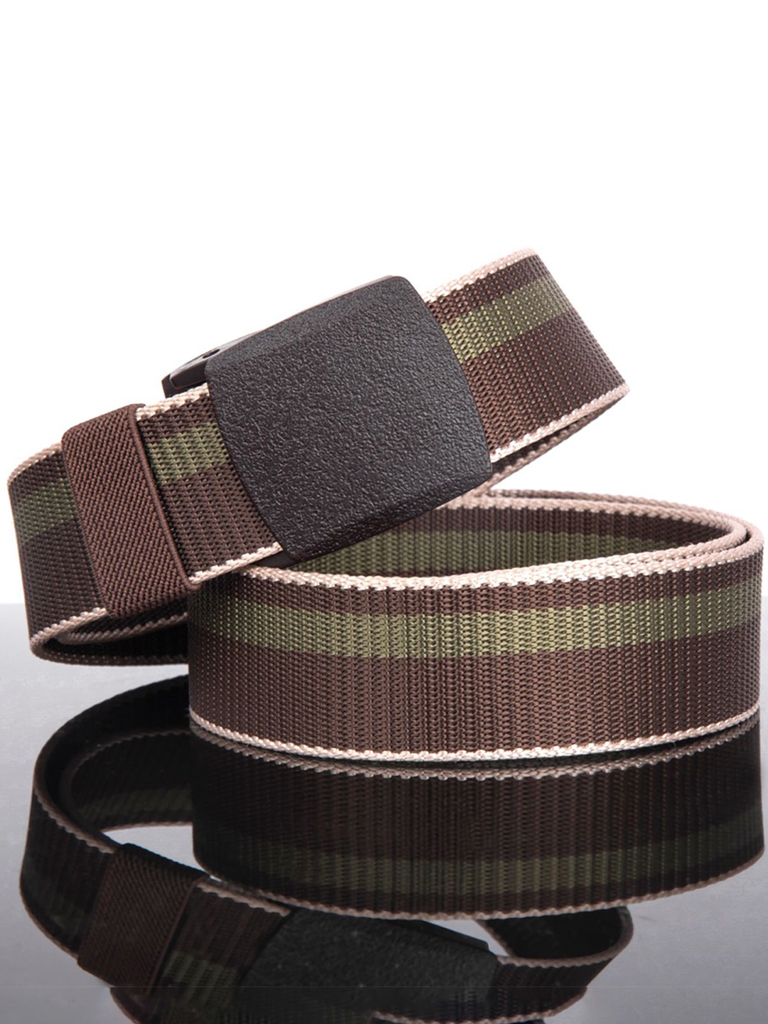 

WINSOME DEAL Men Striped Belt, Brown