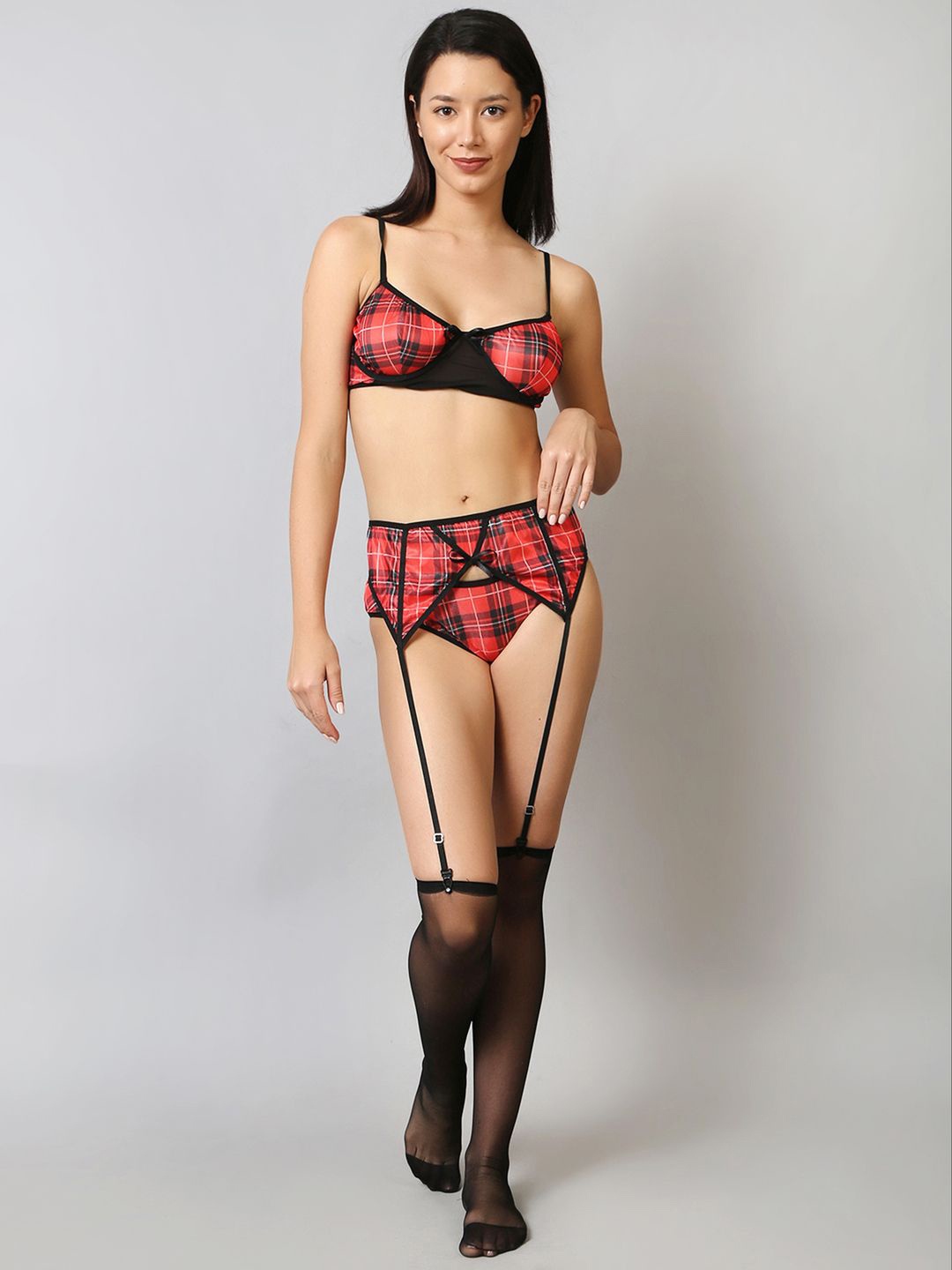 

Softwrap Checked Mid-Rise Thongs Briefs Soft_Bkini76_Red-Red