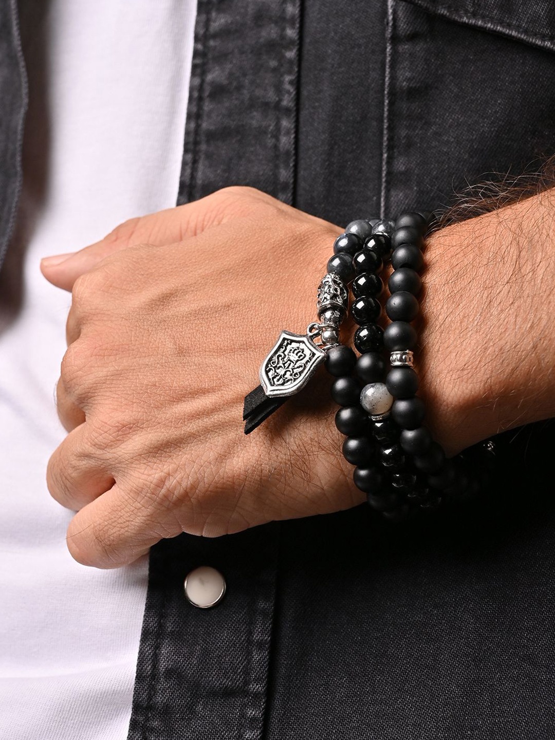 

The Bro Code Men 3 Tribal Bracelet, Black
