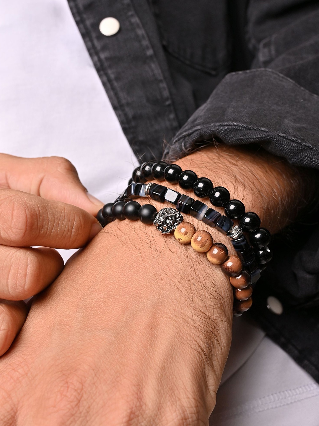 

The Bro Code Men 3 Tribal Bracelet, Black