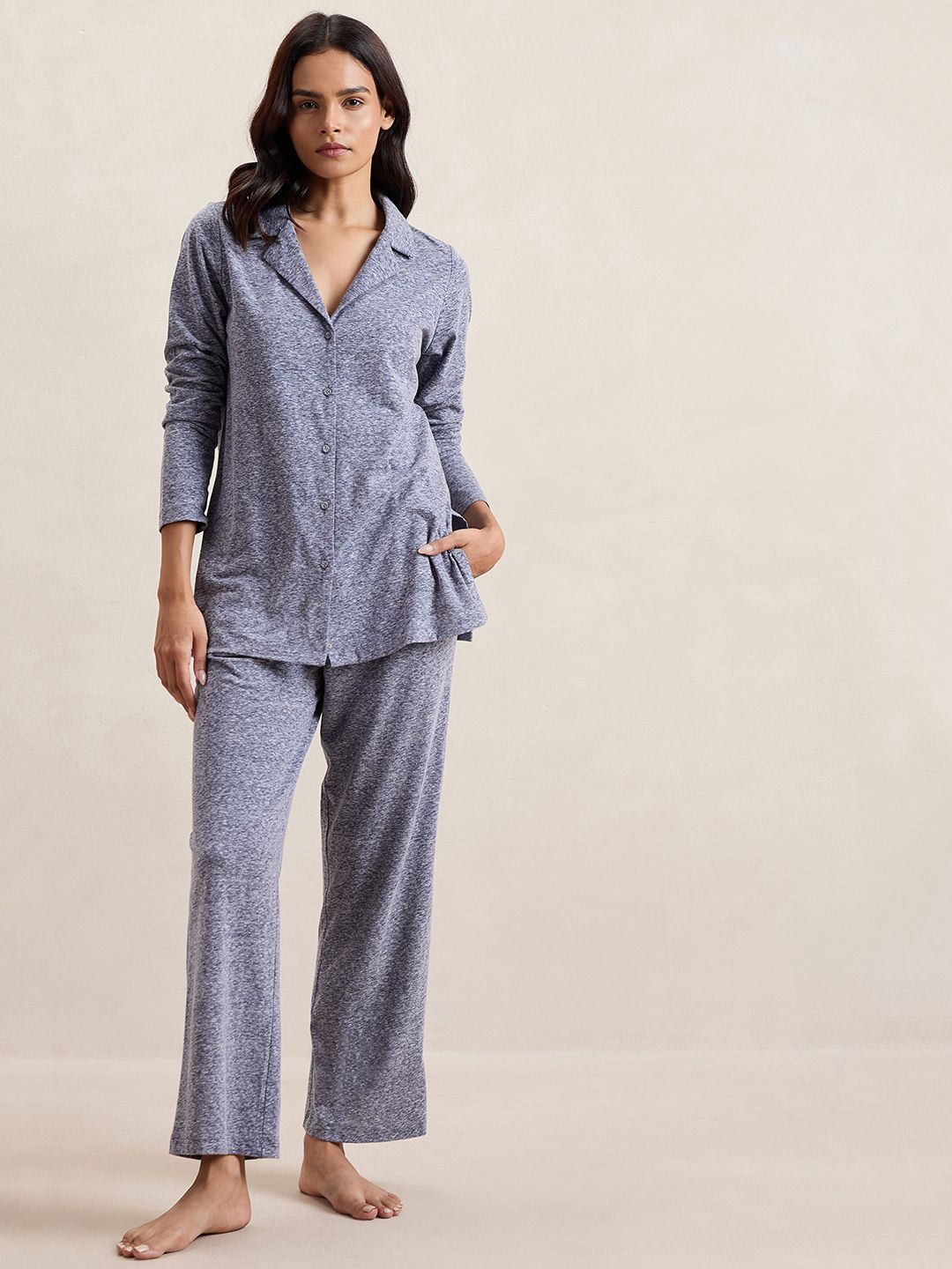 

FEMMELLA Shirt & Trousers Night suit, Blue