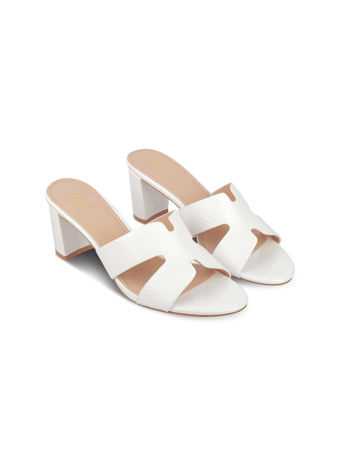 

Tresmode Block Peep Toes with Bows, White