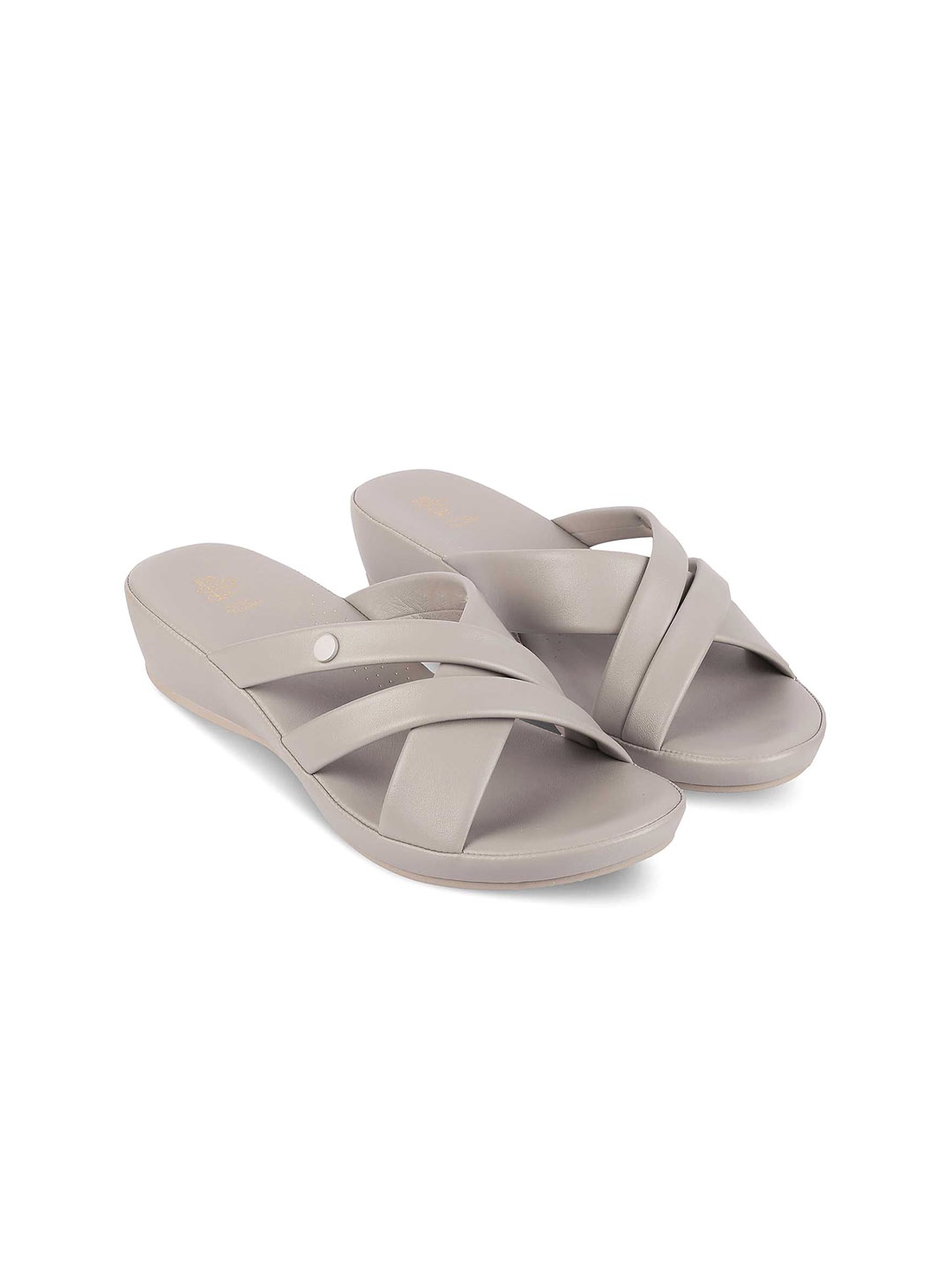 

Tresmode Colourblocked Wedge Sandals with Buckles, Grey