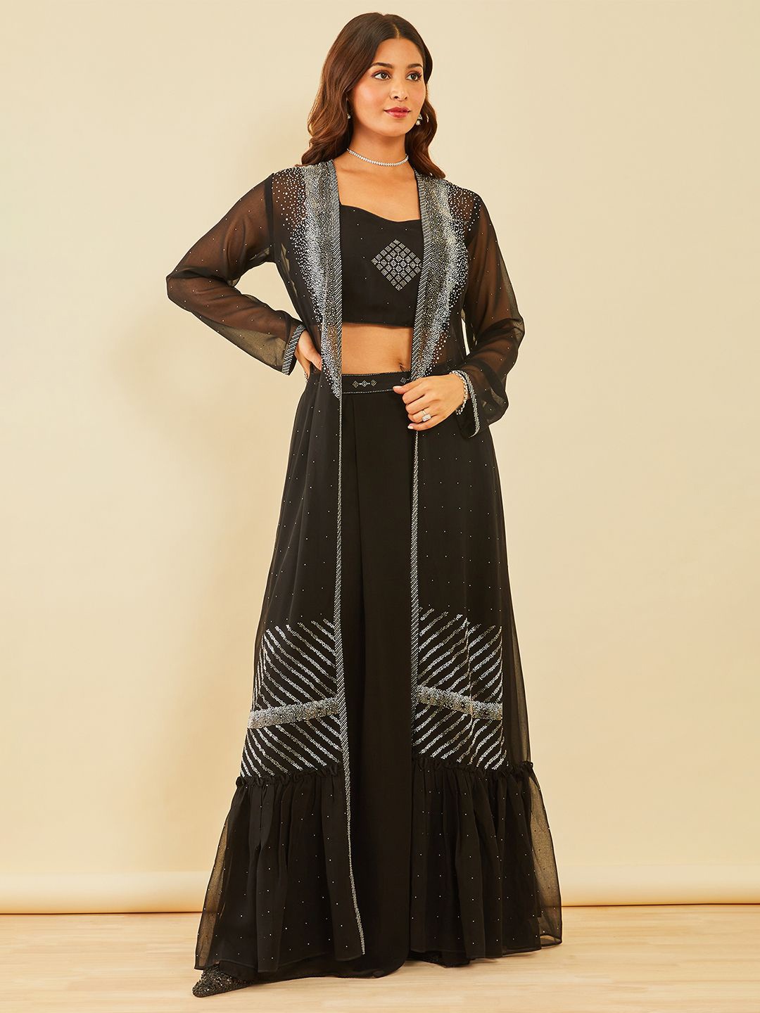 

Soch Embellished Georgette Co-ords Set, Black