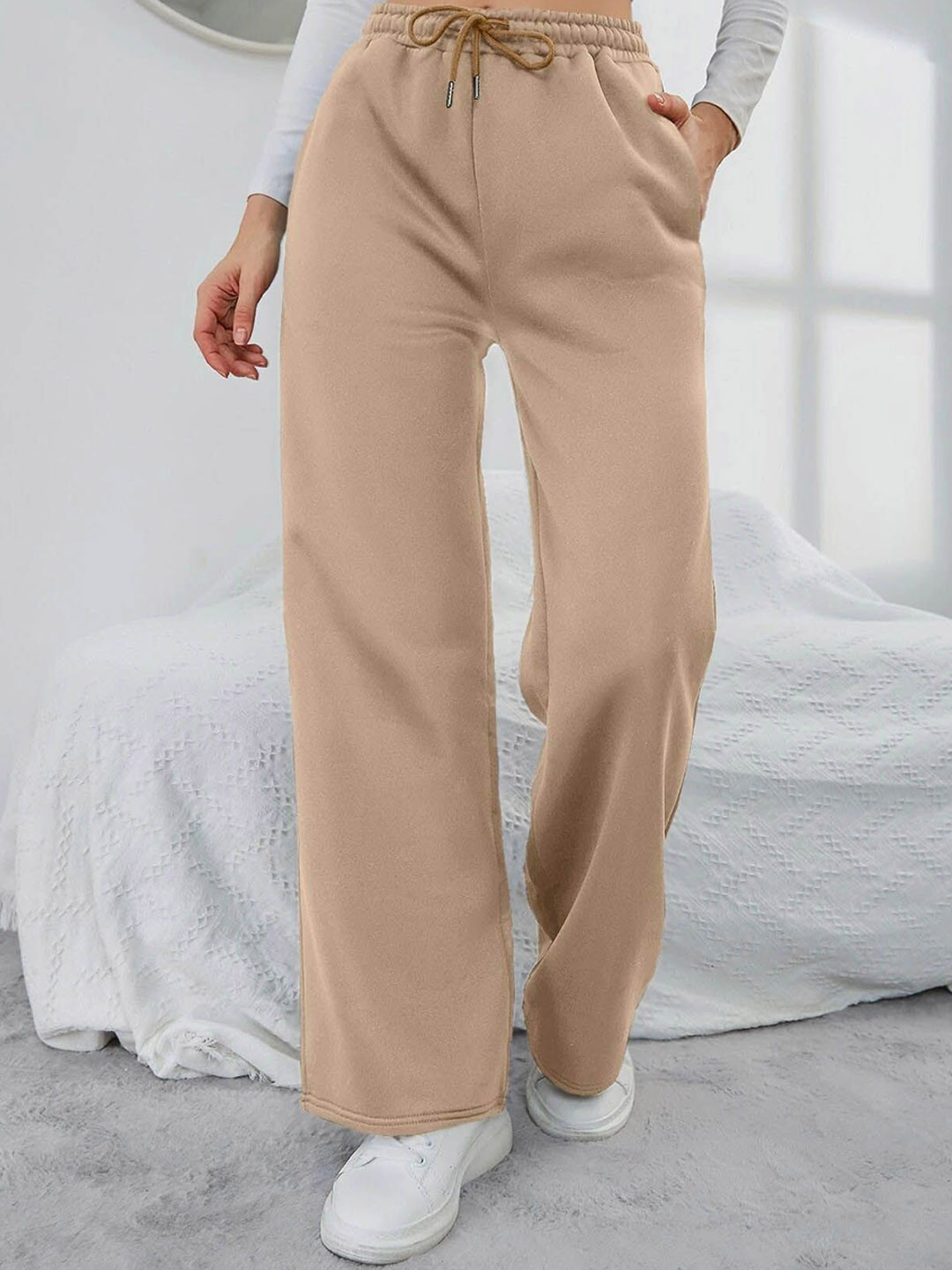 

FNOCKS Women Cotton Relaxed Fit Track Pant, Beige