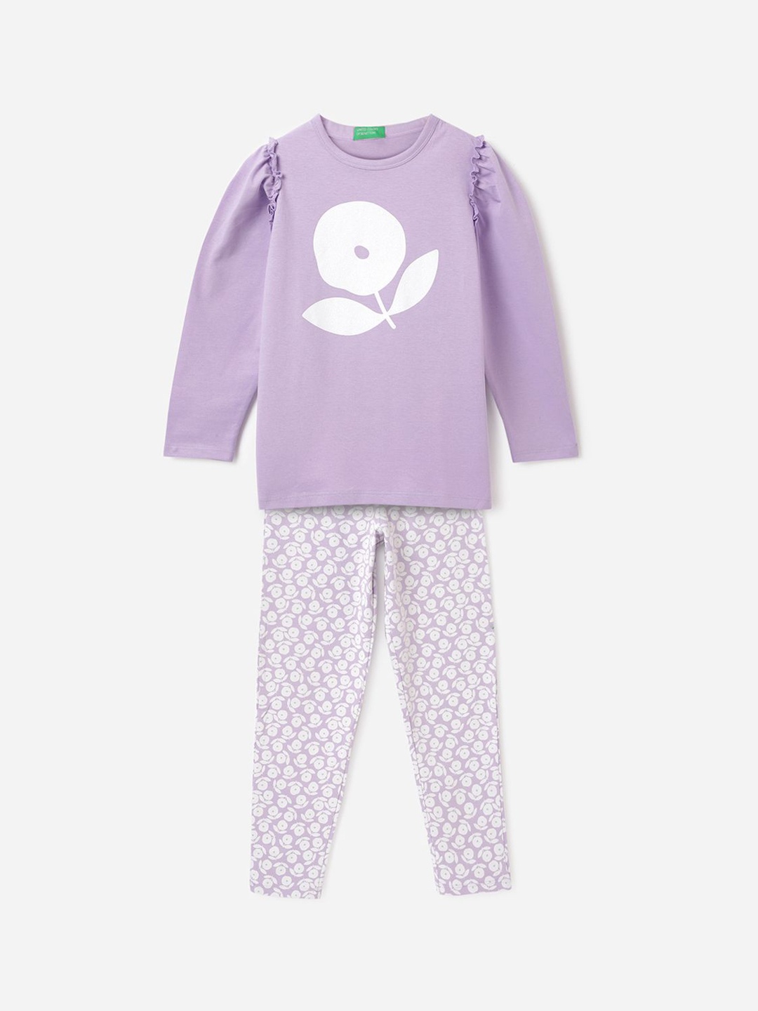 

United Colors of Benetton Girls Printed Night suit, Purple