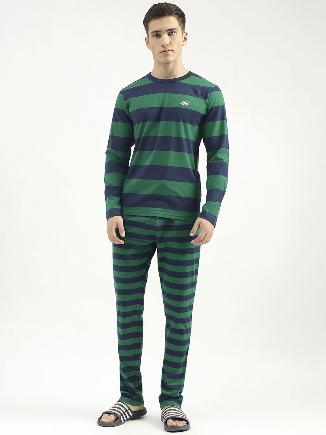 

United Colors of Benetton Men Striped Night suit, Green