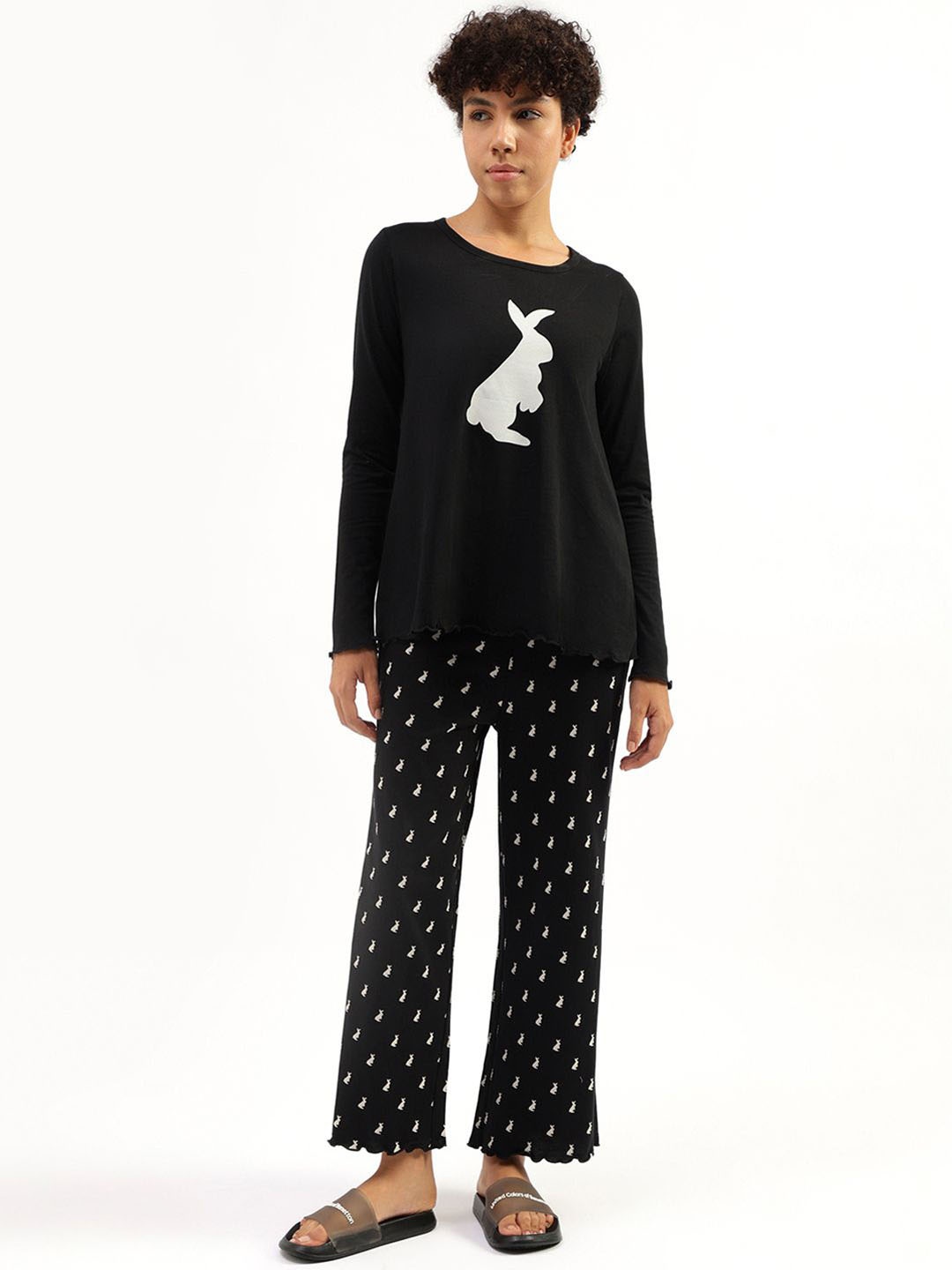 

United Colors of Benetton Women Printed Night suit, Black