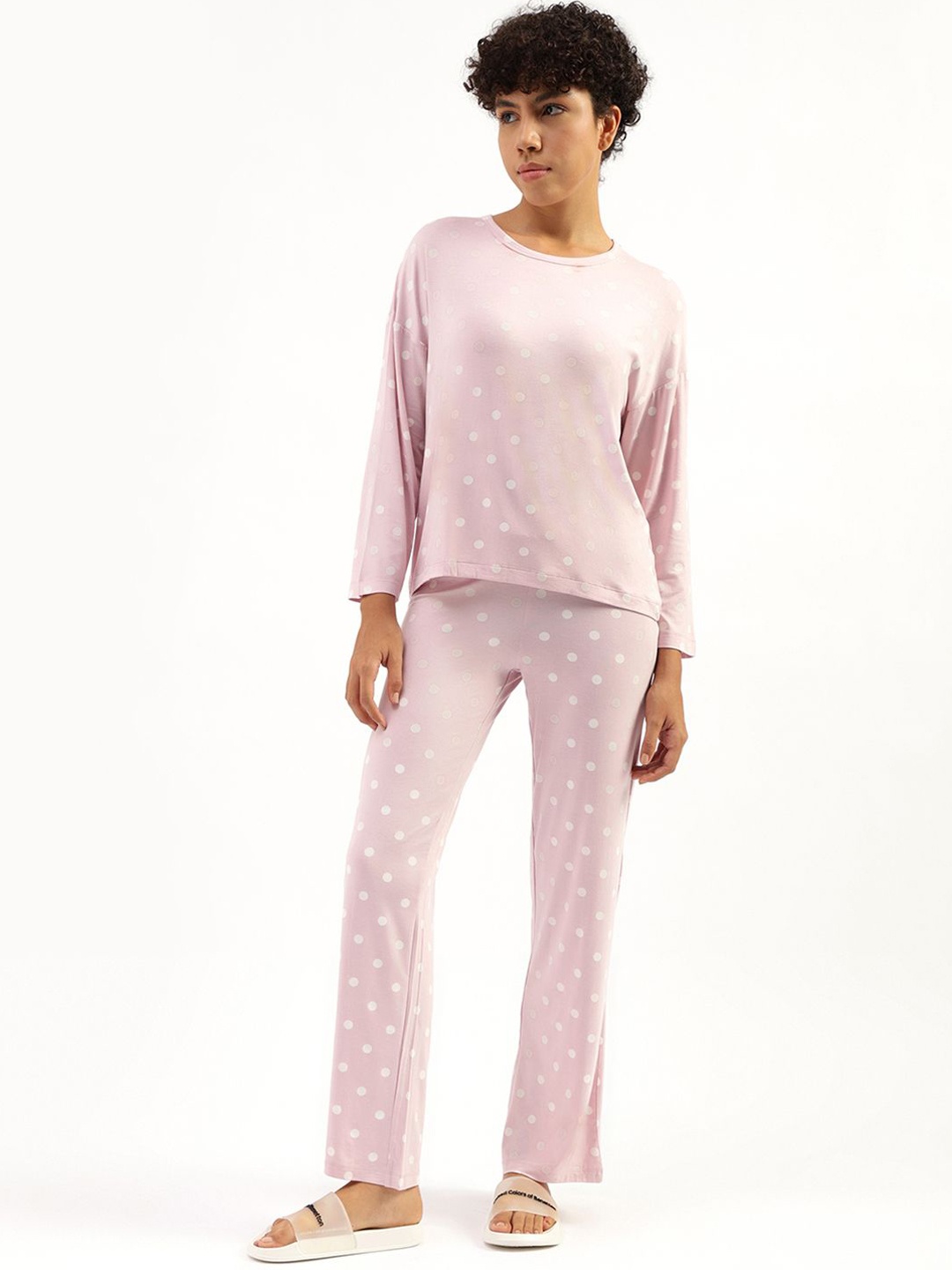 United Colors of Benetton Women Printed Night suit, Pink