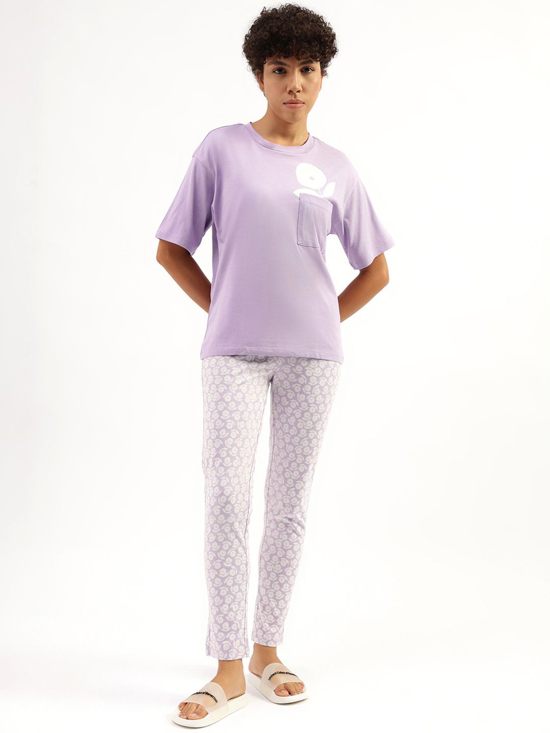 

United Colors of Benetton Women Printed Night suit, Purple