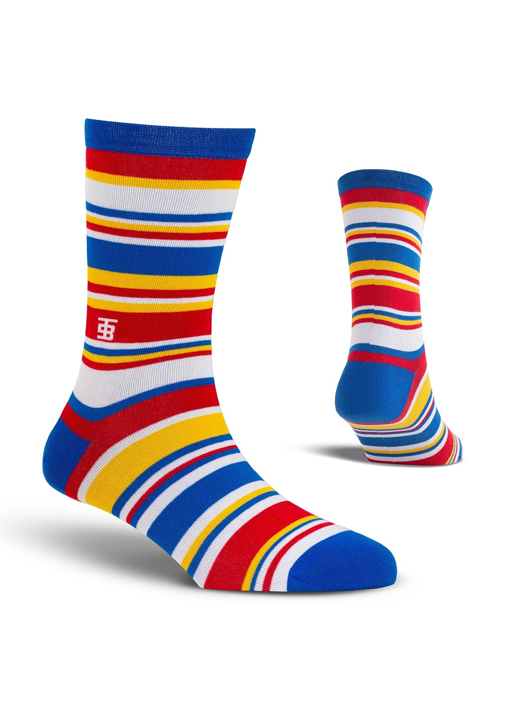 

SockSoho Pack Of 6 Striped Calf-Length Socks, Orange