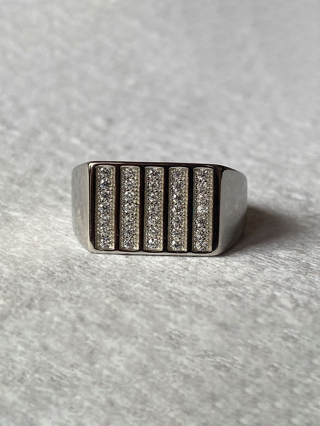 

THE WOKE COLLECTION 925 Sterling Silver Rhodium-plated AD Studded Ring