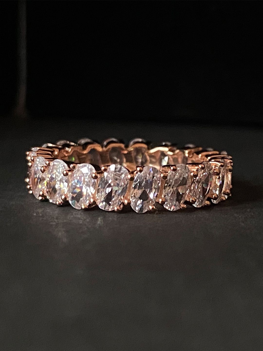 

THE WOKE COLLECTION 925 Sterling Silver Rhodium-Plated CZ Studded Finger Ring