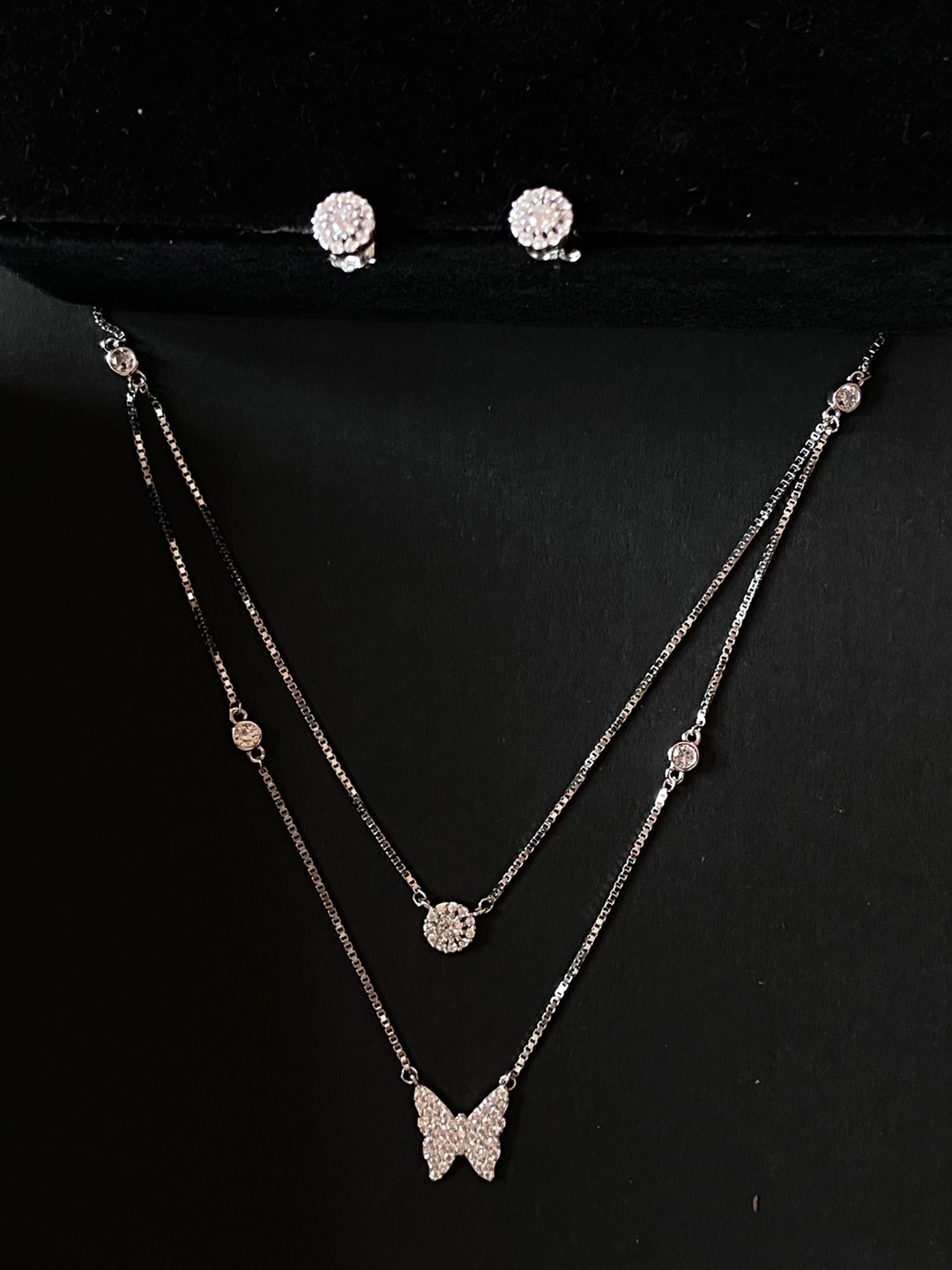 

THE WOKE COLLECTION 925 Sterling Silver Rhodium-Plated CZ-Studded Jewellery Set