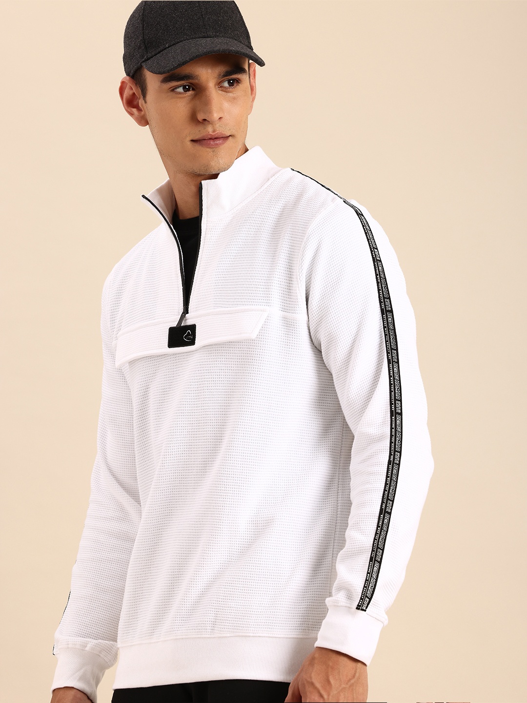 

Being Human Mock Collar Pure Cotton Sweatshirt, White