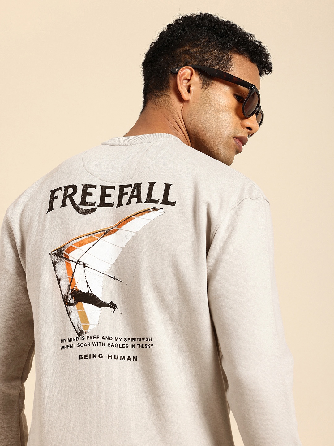 

Being Human Typography Back Printed Sweatshirt, Grey