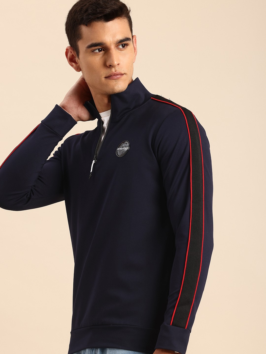 

Being Human Mock Collar Long Sleeves Sweatshirt, Navy blue