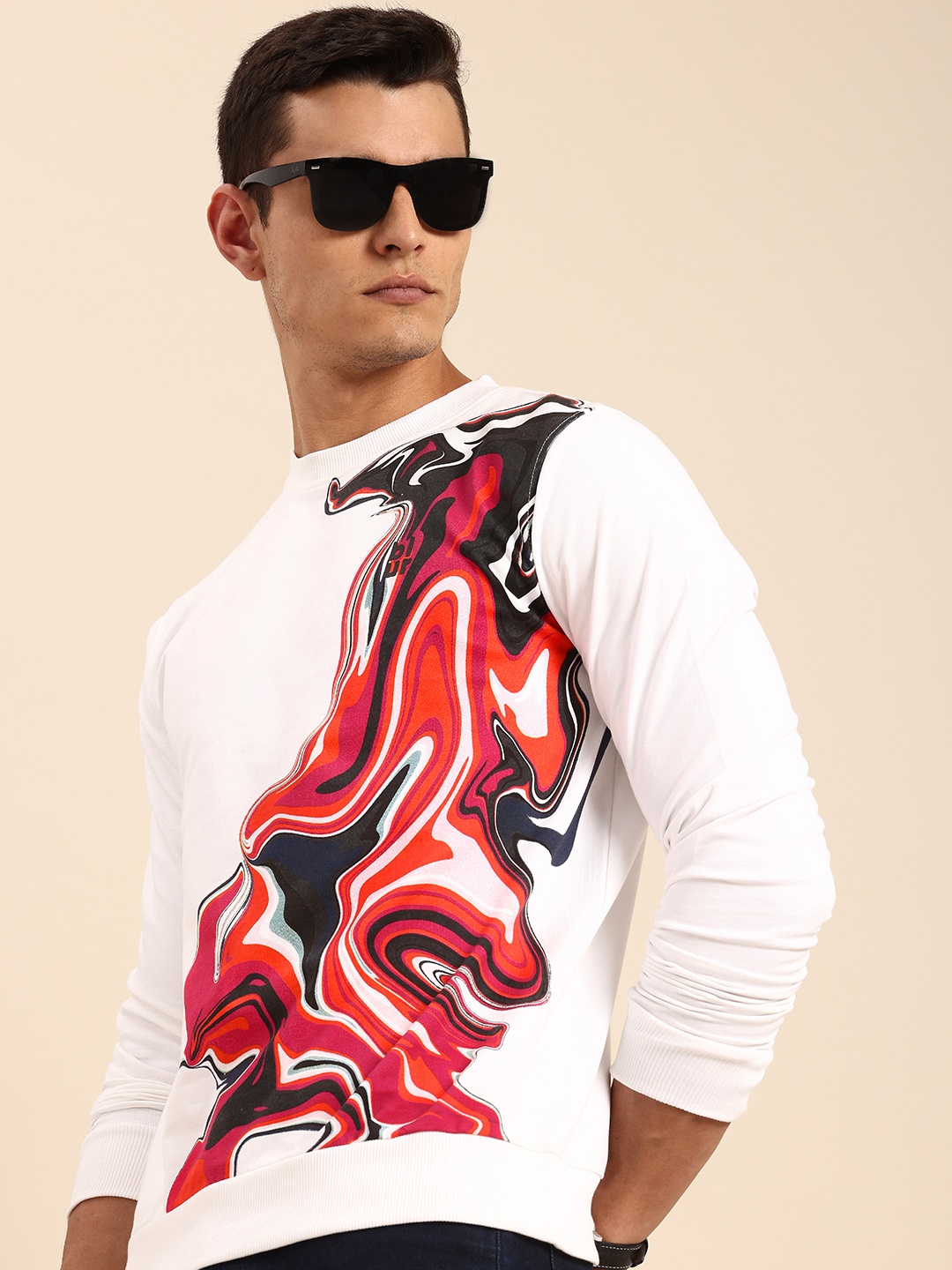 

Being Human Men Printed Pure Cotton Sweatshirt, White