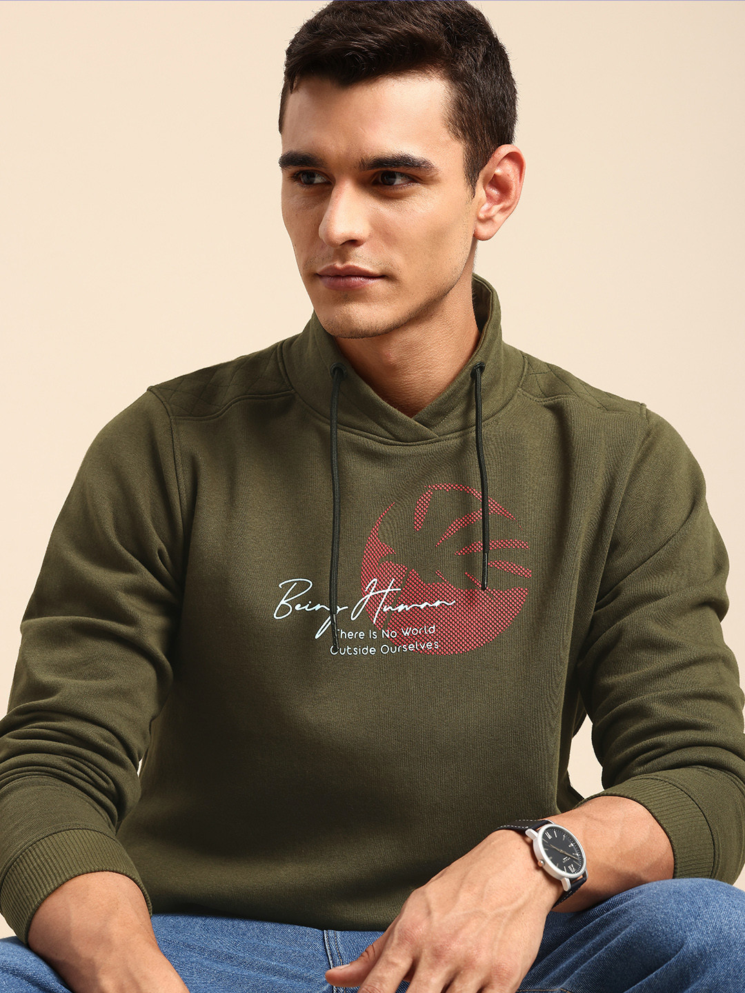 

Being Human Brand Logo Printed Sweatshirt, Green