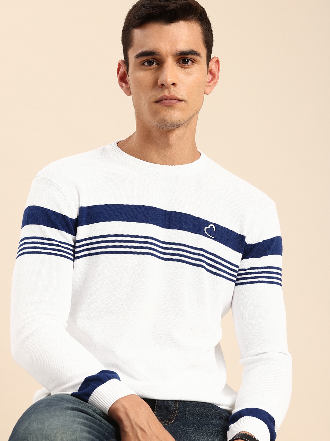 

Being Human Striped Pure Cotton Sweatshirt, White