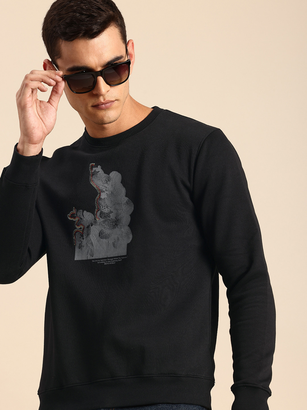 

Being Human Graphic Printed Sweatshirt, Black