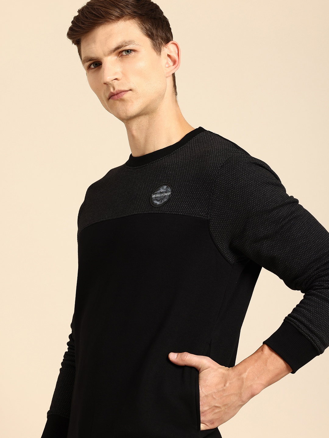 

Being Human Self-Design Sweatshirt, Black