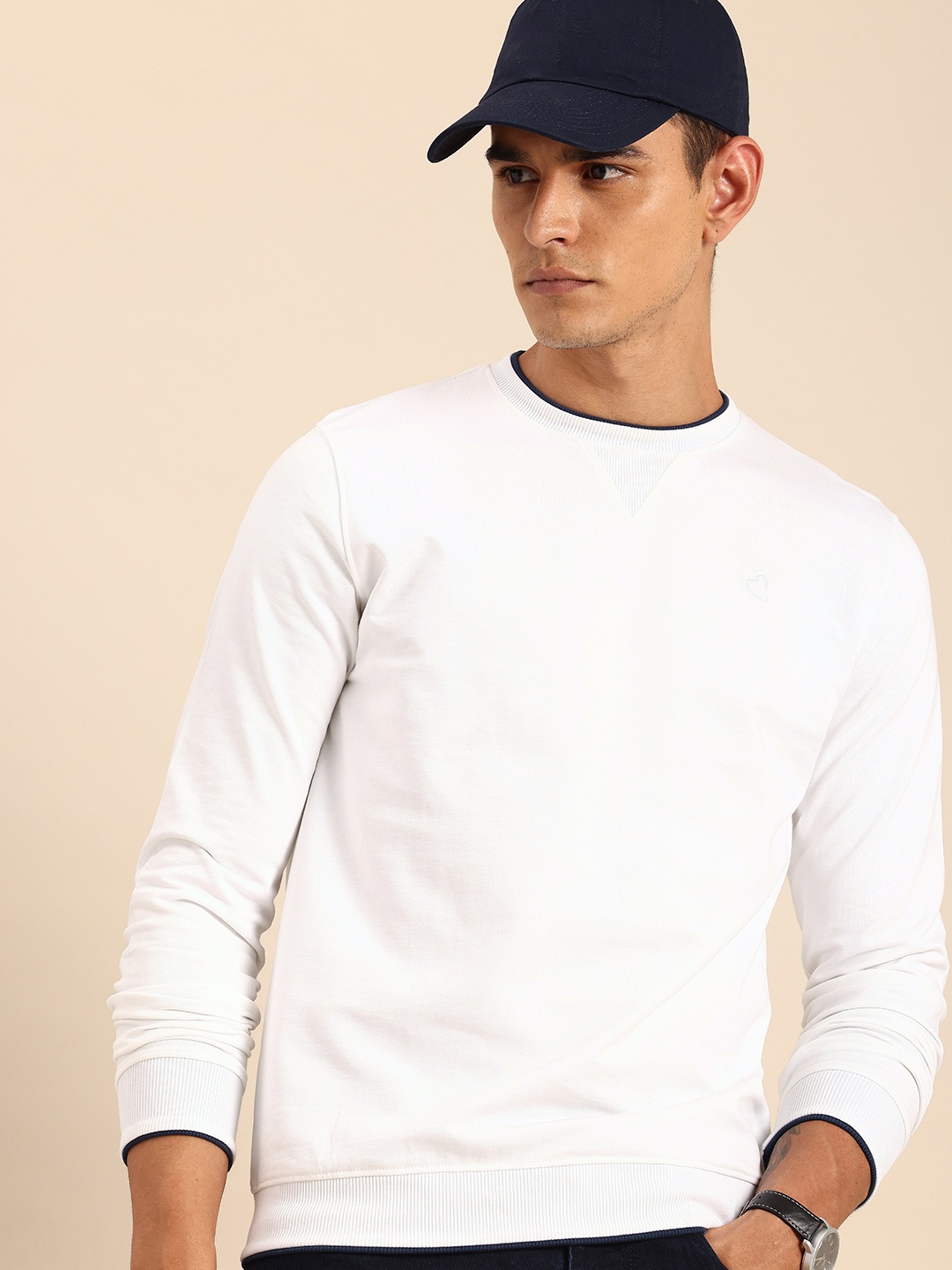 

Being Human Round Neck Pure Cotton Sweatshirt, White