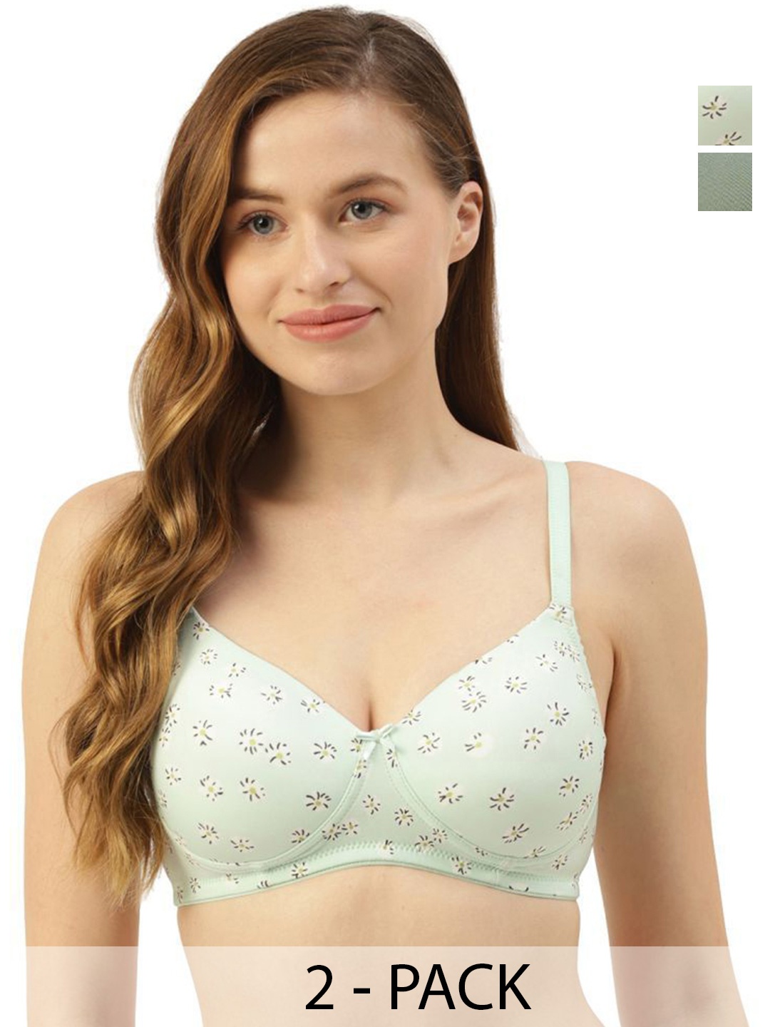 

Leading Lady Floral Bra Full Coverage Lightly Padded, Sea green