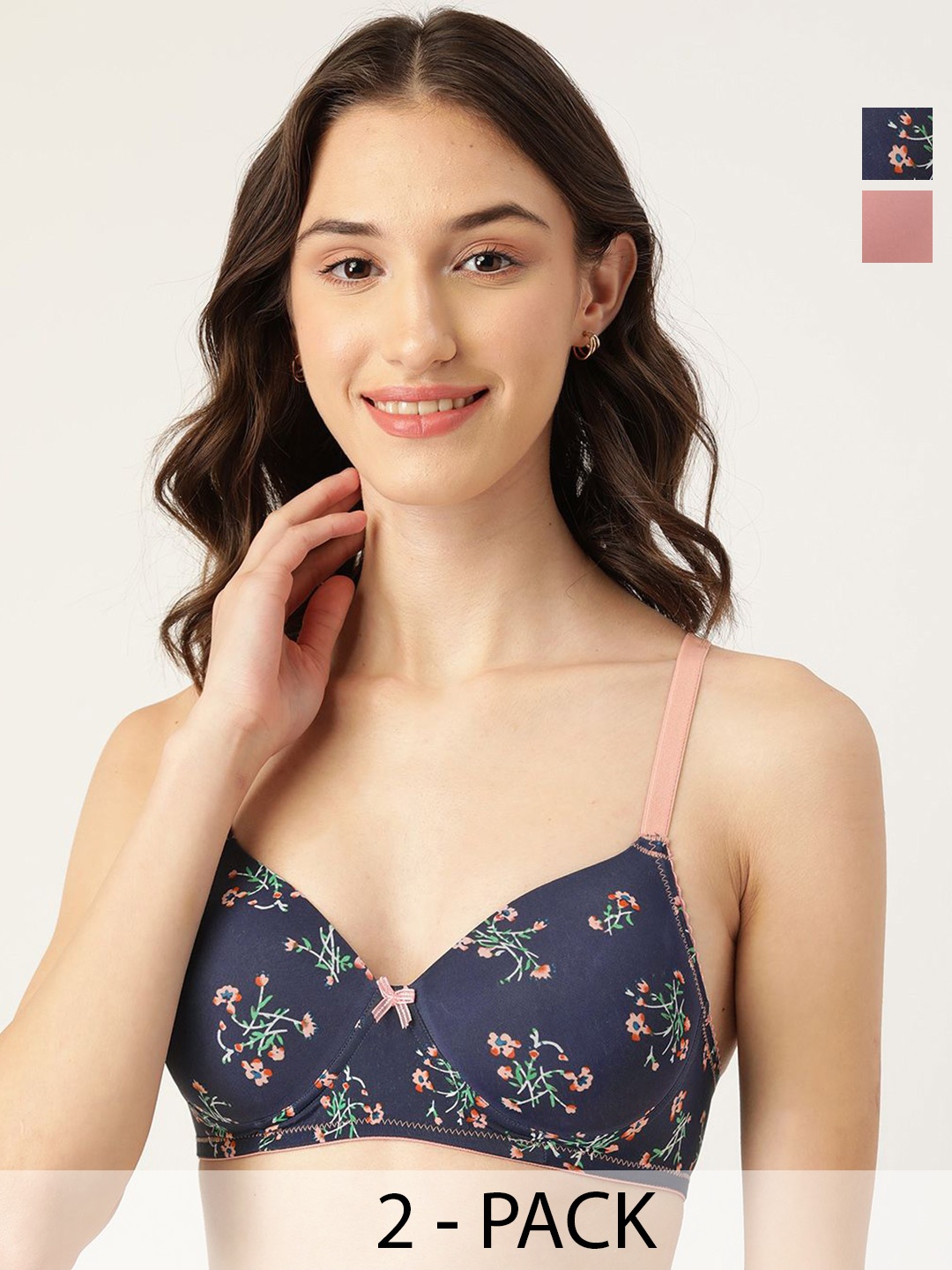 

Leading Lady Floral Bra Full Coverage Lightly Padded, Blue