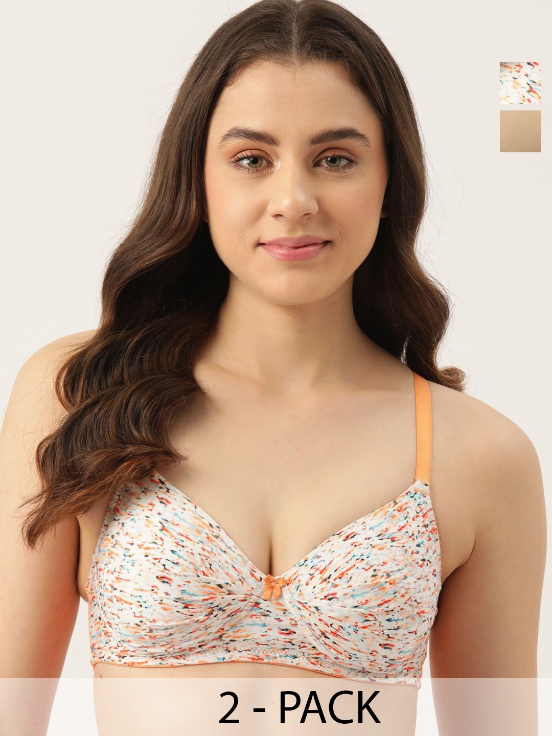 

Leading Lady Floral Bra Full Coverage Lightly Padded, Orange