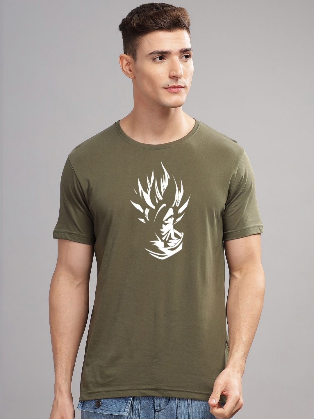 

ADRO Men Typography Printed Raw Edge T-shirt, Olive