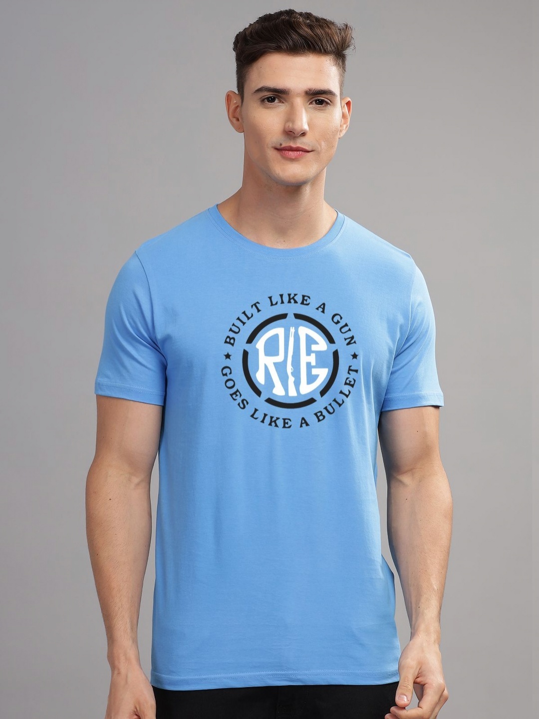 

ADRO Men Typography Printed Raw Edge T-shirt, Blue