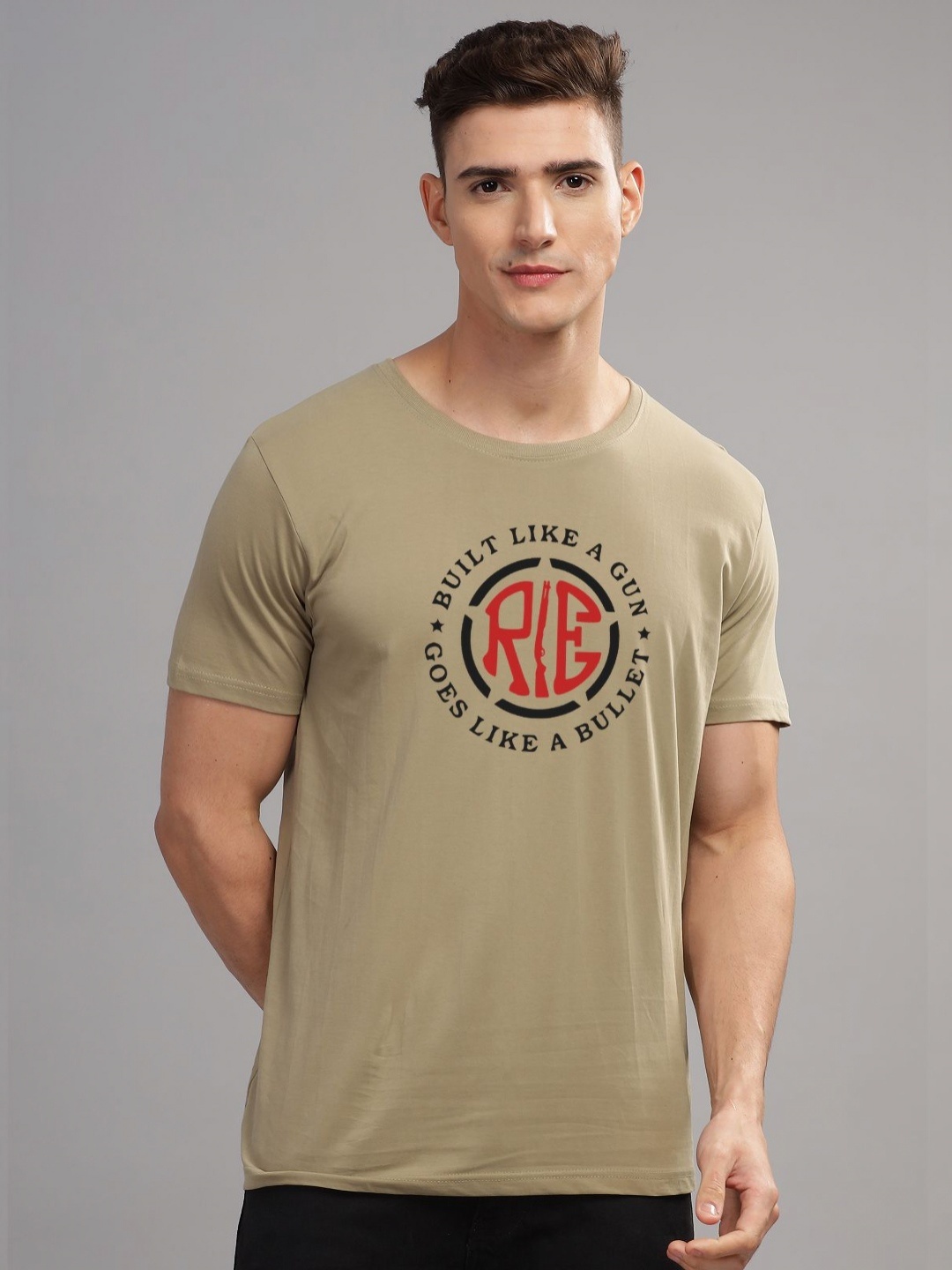 

ADRO Men Typography Printed T-shirt, Beige