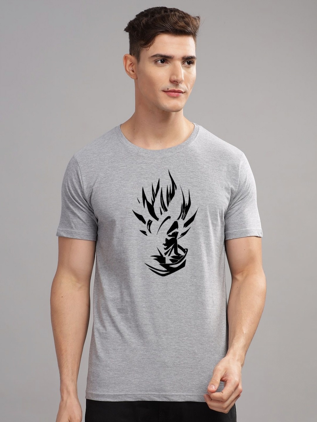 

ADRO Men Typography Printed Raw Edge T-shirt, Grey