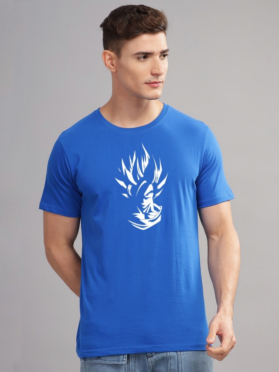 

ADRO Men Typography Printed Raw Edge T-shirt, Blue