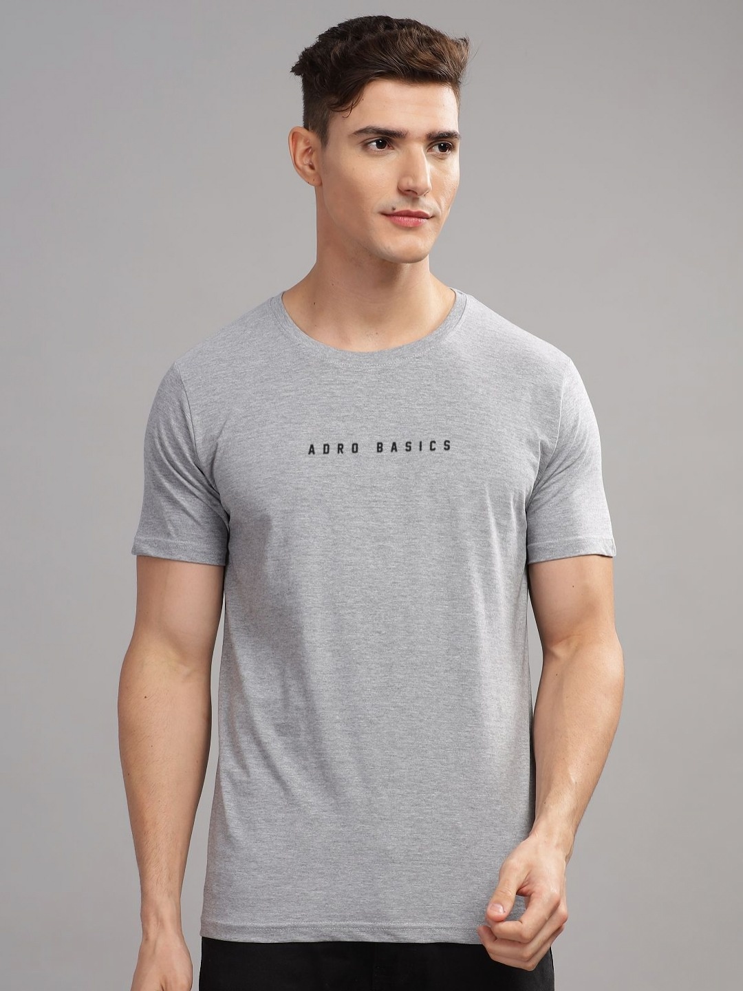

ADRO Men Typography Printed Raw Edge T-shirt, Grey