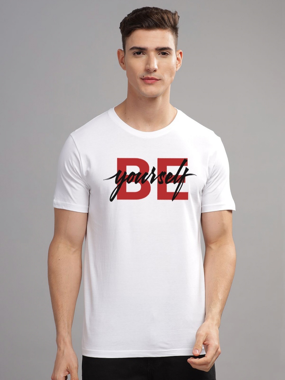 

ADRO Men Printed Applique T-shirt, White